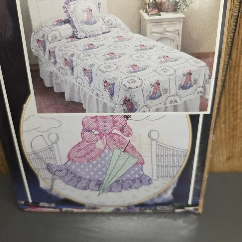 Vintage WonderArt Young Scarlet Quilt Blocks Kit 6 Stamped 16x16 Patchwork